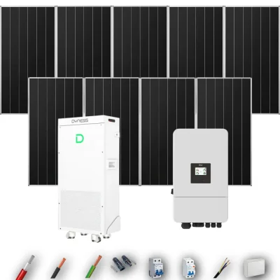 Kit Solar Aislada Deye 6kW 8xPanel Solar Aiko 665Wp Batería Dyness 16kWh 9 Paneles - CuencaSolar