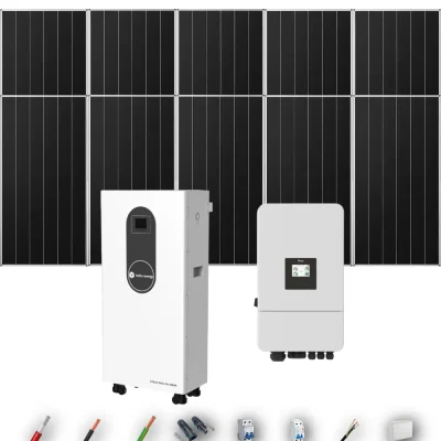 Kit Solar Aislada Deye 6kW 8xPanel Solar Aiko 665Wp Batería Turbo Energy 16kWh 10 Paneles - CuencaSolar
