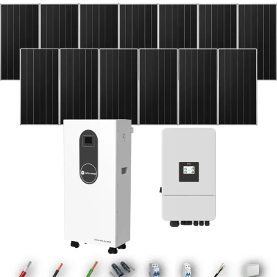 Kit Solar Aislada Deye 8kW 12xPanel Solar Aiko 665Wp Batería Turbo Energy 16kWh 13 Paneles - CuencaSolar