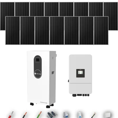 Kit Solar Aislada Deye 8kW 12xPanel Solar Aiko 665Wp Batería Turbo Energy 16kWh 15 Paneles - CuencaSolar