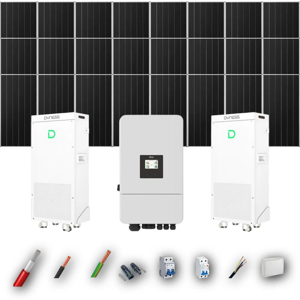 Kit Solar Autoconsumo Deye 12kW 21xPanel Solar Aiko 665Wp 2xBatería Dyness 16kWh 24 Paneles - CuencaSolar
