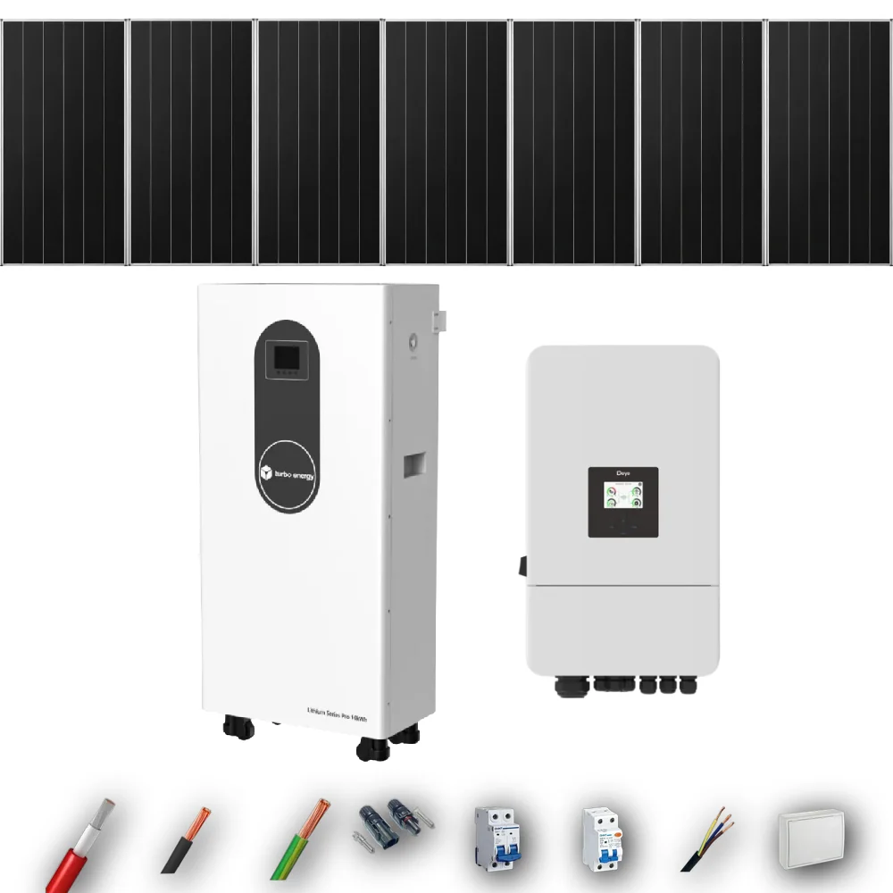 Kit Solar Autoconsumo Deye 5kW 4xPanel Solar Aiko 665Wp Batería Turbo Energy 16kWh 7 Paneles - CuencaSolar