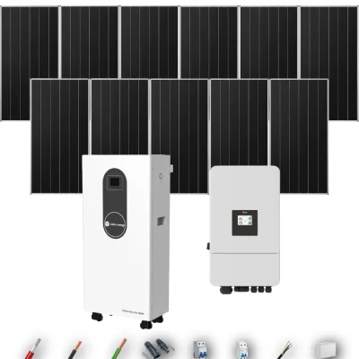 Kit Solar Autoconsumo Deye 6kW 8xPanel Solar Aiko 665Wp Batería Turbo Energy 16kWh 11 Paneles - CuencaSolar