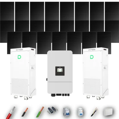 Kit Solar Full Black Aislada Deye 10kW 22xPanel Solar Longi 475Wp FB 2 x Batería Dyness 16kWh 23 Paneles - CuencaSolar