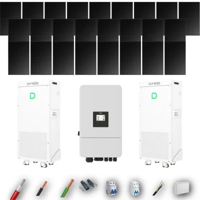 Kit Solar Full Black Aislada Deye 10kW 22xPanel Solar Longi 475Wp FB 2 x Batería Dyness 16kWh 25 Paneles - CuencaSolar