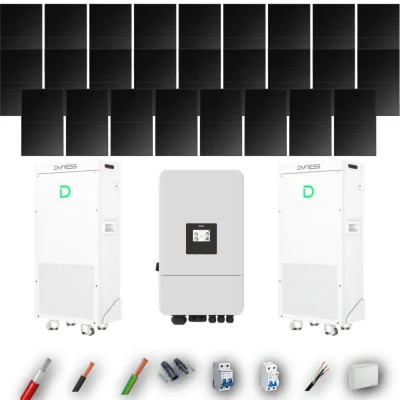 Kit Solar Full Black Aislada Deye 10kW 22xPanel Solar Longi 475Wp FB 2 x Batería Dyness 16kWh 26 Paneles - CuencaSolar