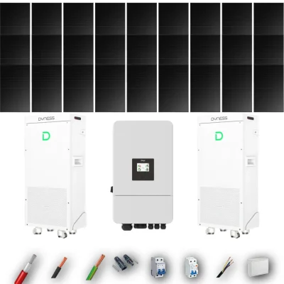 Kit Solar Full Black Aislada Deye 10kW 22xPanel Solar Longi 475Wp FB 2 x Batería Dyness 16kWh 27 Paneles - CuencaSolar