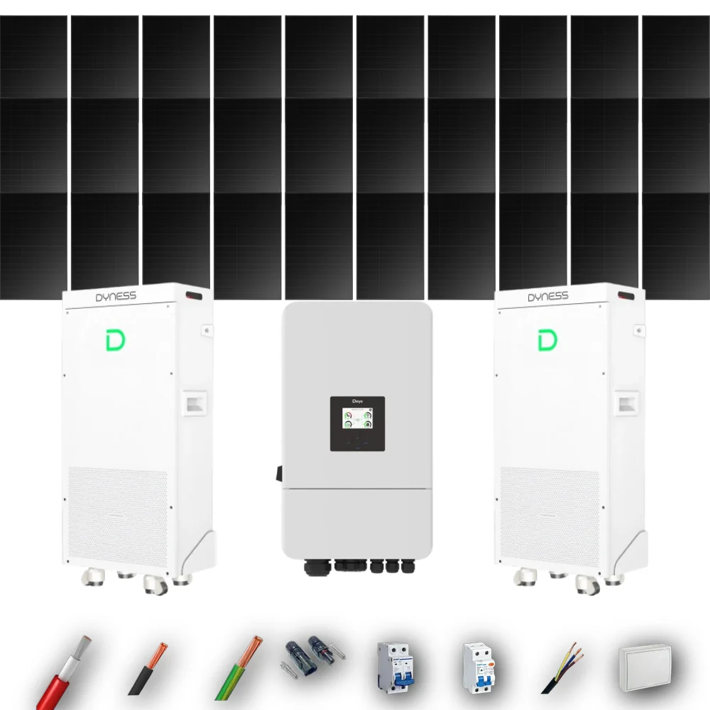 Kit Solar Full Black Aislada Deye 12kW 29xPanel Solar Longi 475Wp FB 2 x Batería Dyness 16kWh 30 Paneles - CuencaSolar