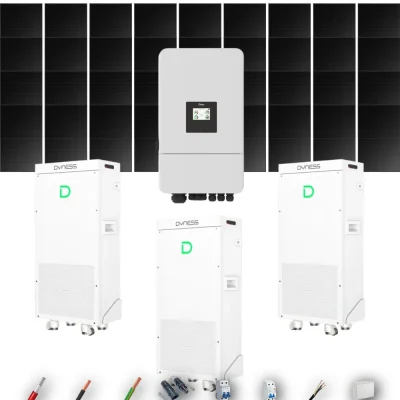 Kit Solar Full Black Aislada Deye 16kW 34xPanel Solar Longi 475Wp FB 3 x Batería Dyness 16kWh 36 Paneles - CuencaSolar