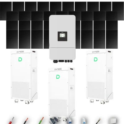 Kit Solar Full Black Aislada Deye 16kW 34xPanel Solar Longi 475Wp FB 3 x Batería Dyness 16kWh 37 Paneles - CuencaSolar