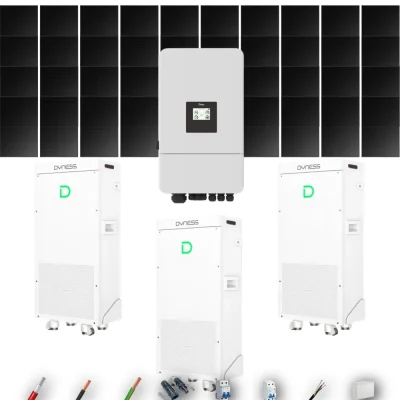 Kit Solar Full Black Aislada Deye 18kW 38xPanel Solar Hyundai 500Wp FB 3 x Batería Dyness 16kWh 40 Paneles - CuencaSolar