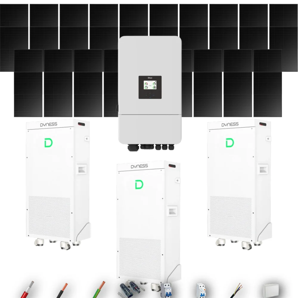 Kit Solar Full Black Aislada Deye 18kW 38xPanel Solar Hyundai 500Wp FB 3 x Batería Dyness 16kWh 42 Paneles - CuencaSolar
