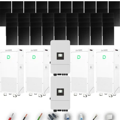 Kit Solar Full Black Aislada Deye 24kW 43xPanel Solar Longi 475Wp FB 4 x Batería Dyness 16kWh 56 Paneles - CuencaSolar