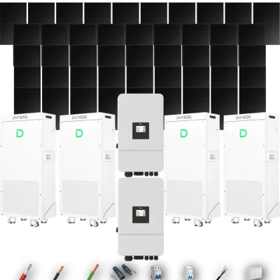 Kit Solar Full Black Aislada Deye 24kW 43xPanel Solar Longi 475Wp FB 4 x Batería Dyness 16kWh 46 Paneles - CuencaSolar