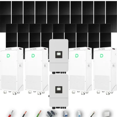 Kit Solar Full Black Aislada Deye 24kW 43xPanel Solar Longi 475Wp FB 4 x Batería Dyness 16kWh 47 Paneles - CuencaSolar