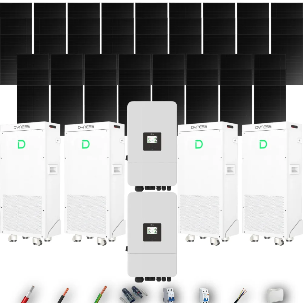 Kit Solar Full Black Aislada Deye 24kW 43xPanel Solar Longi 475Wp FB 4 x Batería Dyness 16kWh 51 Paneles - CuencaSolar