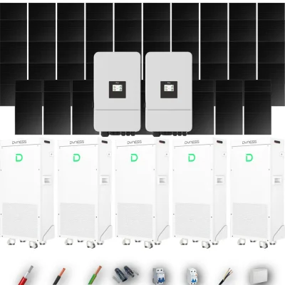 Kit Solar Full Black Aislada Deye 32kW 57xPanel Solar Longi 475Wp FB 5 x Batería Dyness 16kWh 58 Paneles - CuencaSolar
