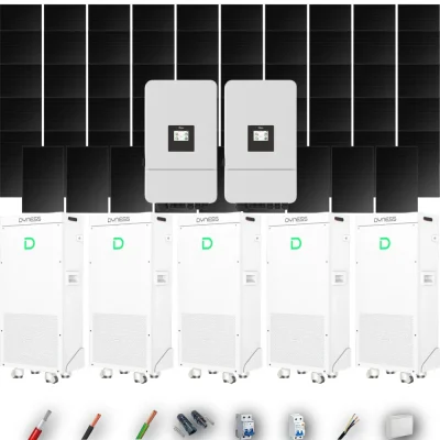 Kit Solar Full Black Aislada Deye 32kW 57xPanel Solar Longi 475Wp FB 5 x Batería Dyness 16kWh 59 Paneles - CuencaSolar