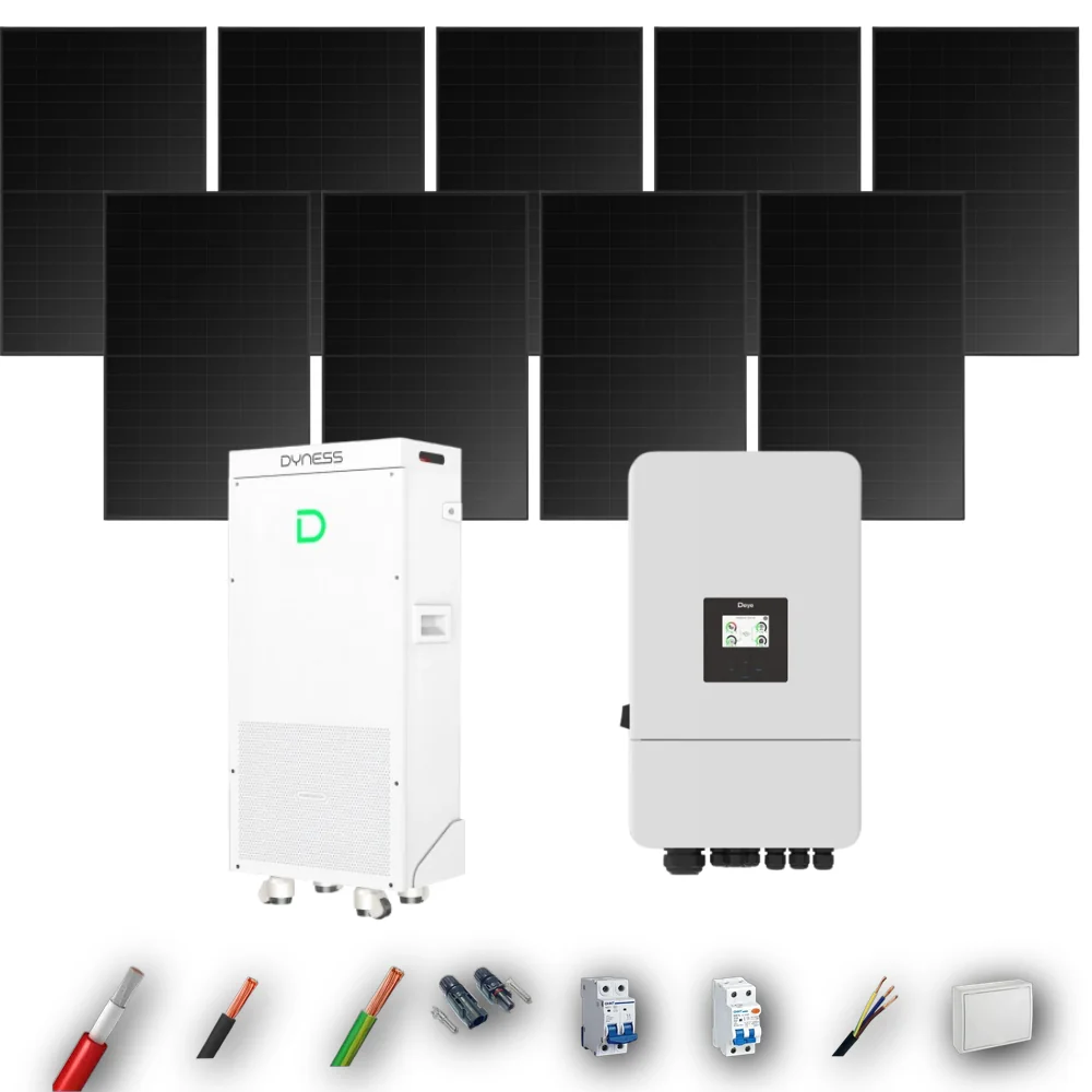 Kit Solar Full Black Aislada Deye 5kW 5xPanel Solar Longi 475Wp FB Batería Dyness 16kWh 9 Paneles - CuencaSolar