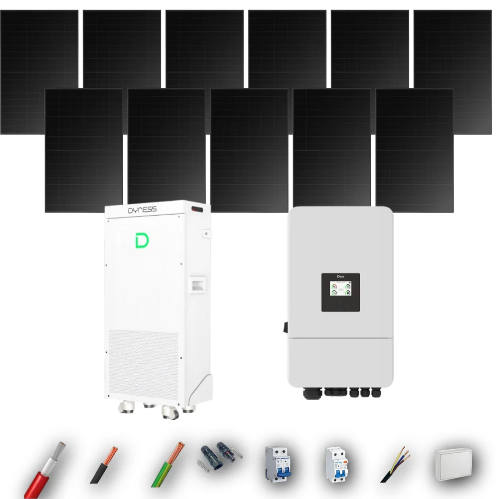Kit Solar Full Black Aislada Deye 6kW 10xPanel Solar Longi 475Wp FB Batería Dyness 16kWh 11 Paneles - CuencaSolar