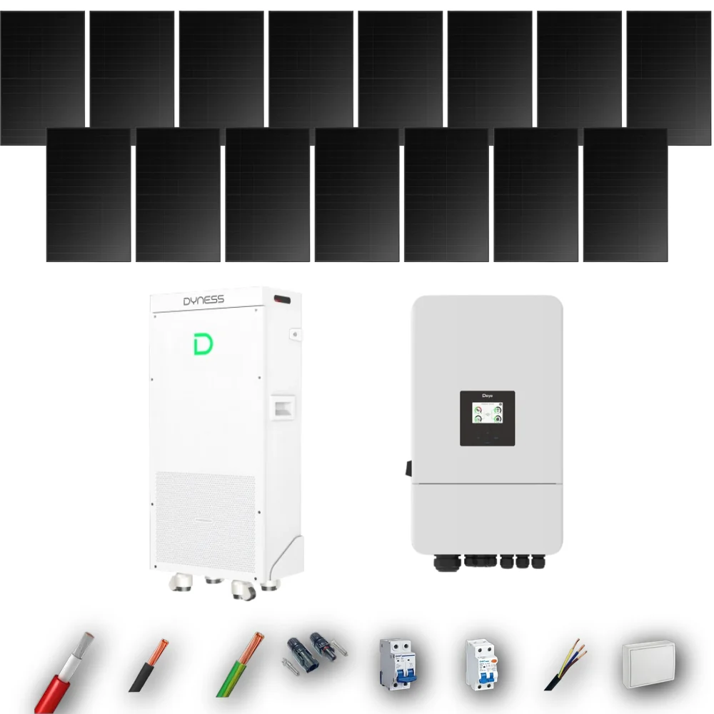 Kit Solar Full Black Aislada Deye 6kW 10xPanel Solar Longi 475Wp FB Batería Dyness 16kWh 15 Paneles - CuencaSolar