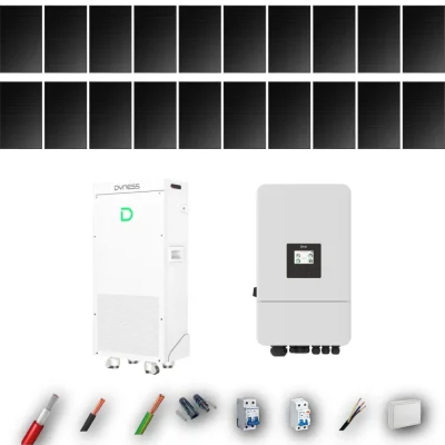 Kit Solar Full Black Aislada Deye 8kW 16xPanel Solar Longi 475Wp FB Batería Dyness 16kWh 20 Paneles - CuencaSolar