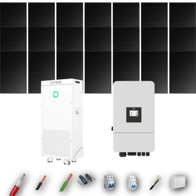 Kit Solar Full Black Aislada Deye 8kW 16xPanel Solar Longi 475Wp FB Batería Dyness 16kWh 21 Paneles - CuencaSolar