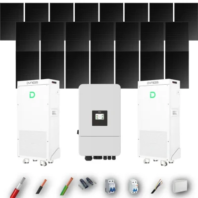 Kit Solar Full Black Autoconsumo Deye 10kW 22xPanel Solar Longi 475Wp FB 2 x Batería Dyness 16kWh 28 Paneles - CuencaSolar