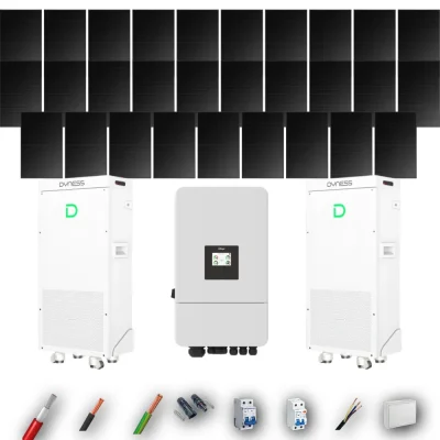 Kit Solar Full Black Autoconsumo Deye 12kW 29xPanel Solar Hyundai 500Wp FB 2 x Batería Dyness 16kWh 32 Paneles - CuencaSolar