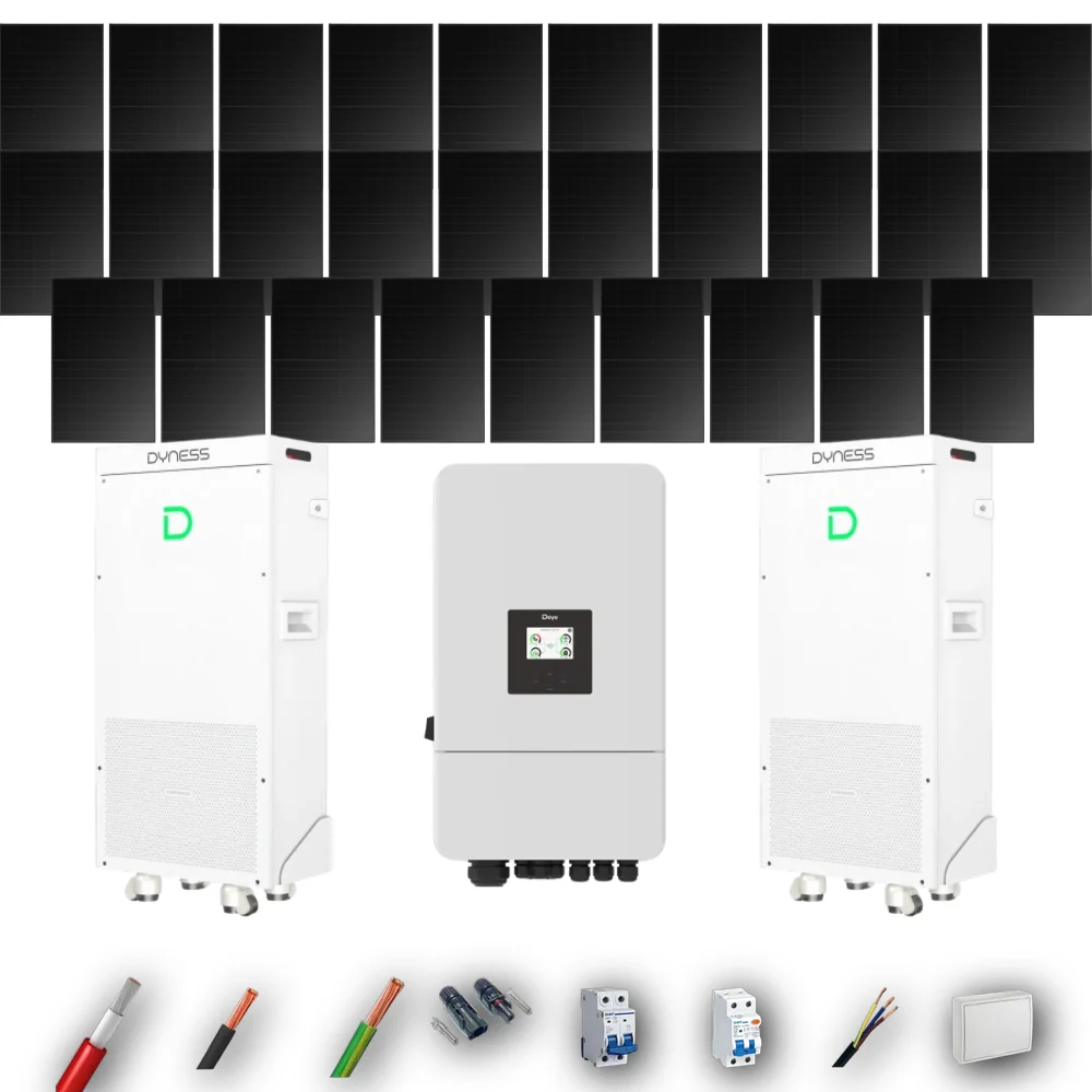 Kit Solar Full Black Autoconsumo Deye 12kW 29xPanel Solar Longi 475Wp FB 2 x Batería Dyness 16kWh 32 Paneles - CuencaSolar