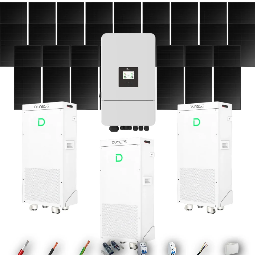 Kit Solar Full Black Autoconsumo Deye 16kW 34xPanel Solar Longi 475Wp FB 3 x Batería Dyness 16kWh 37 Paneles - CuencaSolar