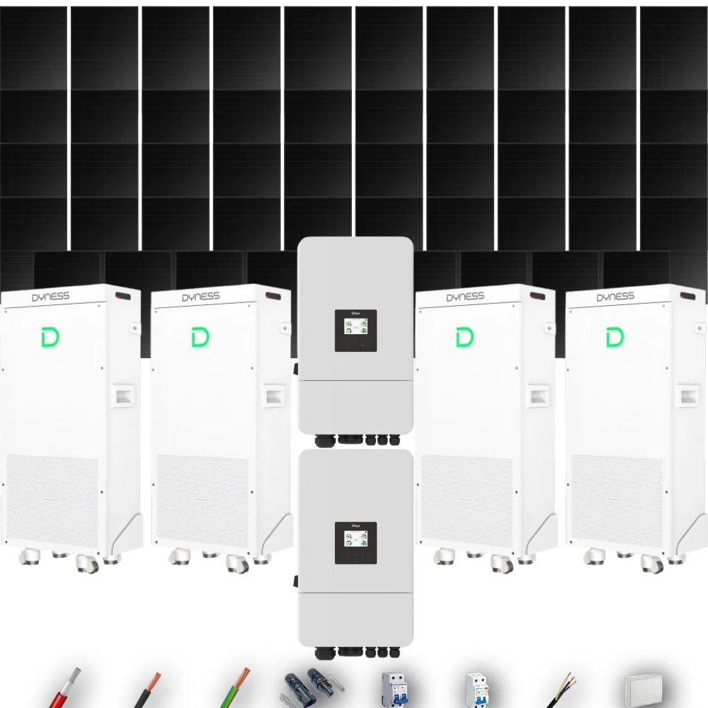 Kit Solar Full Black Autoconsumo Deye 24kW 43xPanel Solar Hyundai 500Wp FB 4 x Batería Dyness 16kWh 49 Paneles - CuencaSolar