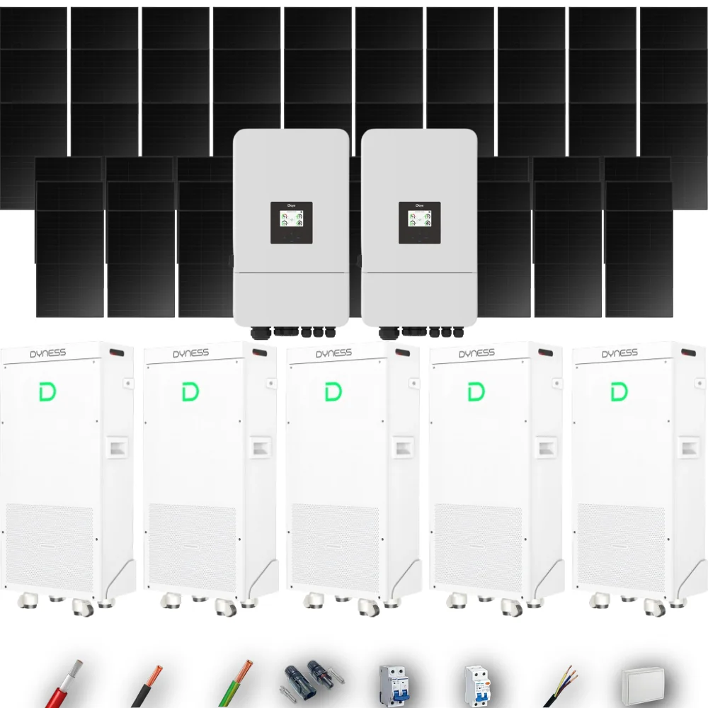 Kit Solar Full Black Autoconsumo Deye 32kW 57xPanel Solar Longi 475Wp FB 5 x Batería Dyness 16kWh 60 Paneles - CuencaSolar