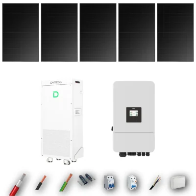 Kit Solar Full Black Autoconsumo Deye 5kW 5xPanel Solar Hyundai 500Wp FB Batería Dyness 16kWh 5 Paneles - CuencaSolar
