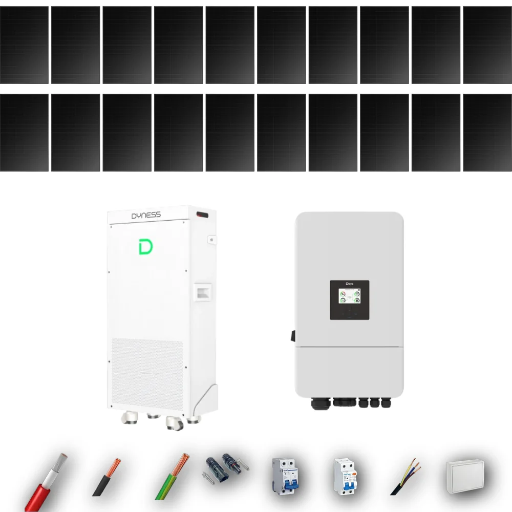 Kit Solar Full Black Autoconsumo Deye 8kW 16xPanel Solar Hanersun 510Wp FB Batería Dyness 16kWh 20 Paneles - CuencaSolar