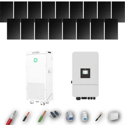 Kit Solar Full Black Autoconsumo Deye 8kW 16xPanel Solar Longi 475Wp FB Batería Dyness 16kWh 17 Paneles - CuencaSolar