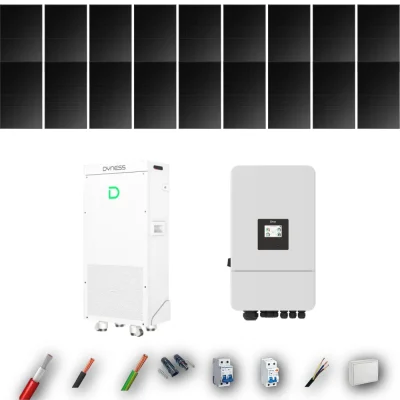 Kit Solar Full Black Autoconsumo Deye 8kW 16xPanel Solar Longi 475Wp FB Batería Dyness 16kWh 18 Paneles - CuencaSolar