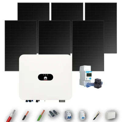 Kit Solar Full Black Autoconsumo Huawei 3kW 4xPanel Solar Hyundai 500Wp 6 Paneles - CuencaSolar