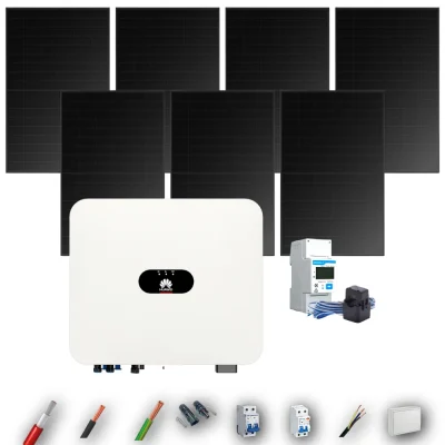 Kit Solar Full Black Autoconsumo Huawei 3kW 4xPanel Solar Longi 475Wp 7 Paneles - CuencaSolar