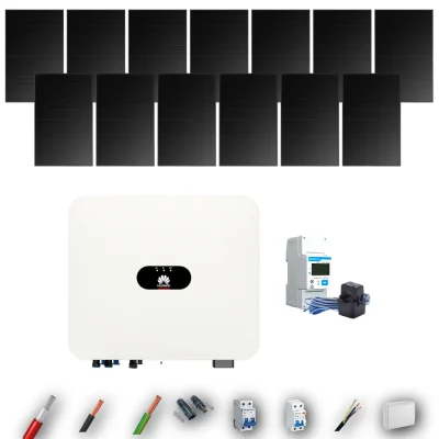 Kit Solar Full Black Autoconsumo Huawei 5kW 13xPanel Solar Hyundai 500Wp 13 Paneles - CuencaSolar