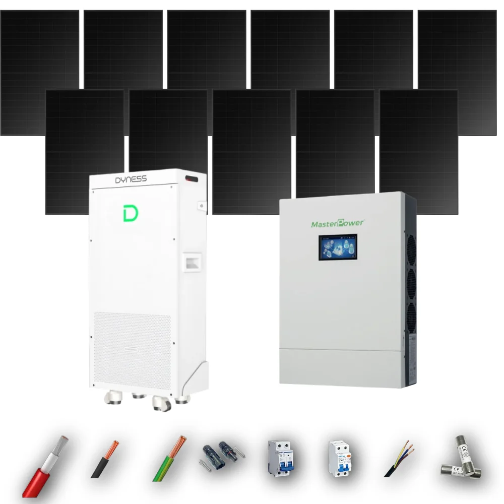 Kit Solar Full Black MasterPower 6kW 4xPanel Solar Hanersun 510Wp Batería Dyness 16kWh 11 Paneles - CuencaSolar