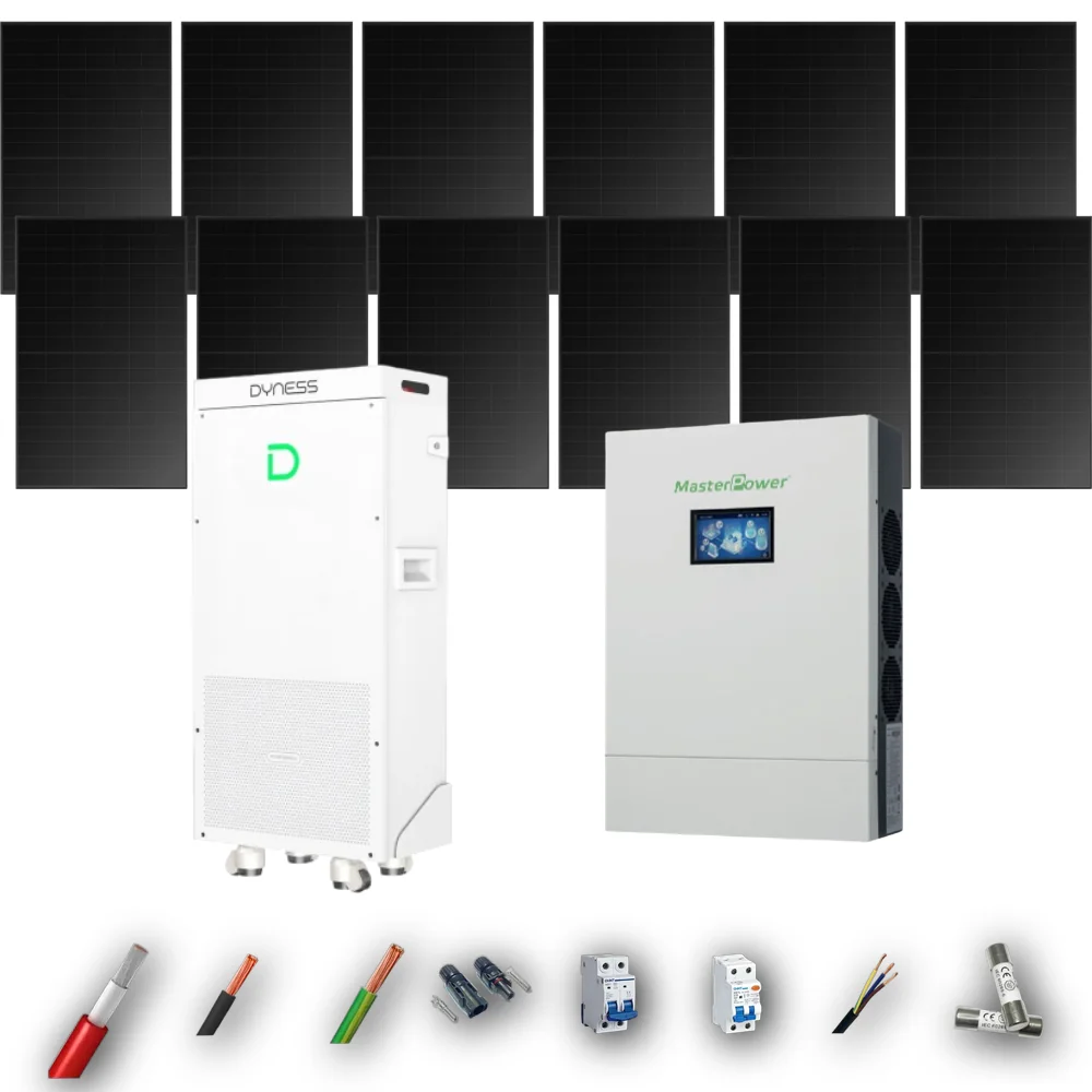 Kit Solar Full Black MasterPower 6kW 4xPanel Solar Hanersun 510Wp Batería Dyness 16kWh 12 Paneles - CuencaSolar