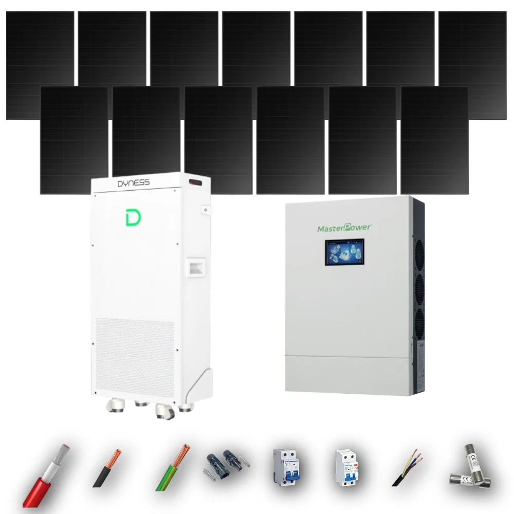Kit Solar Full Black MasterPower 6kW 4xPanel Solar Hanersun 510Wp Batería Dyness 16kWh 13 Paneles - CuencaSolar