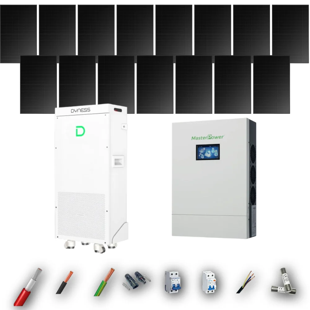 Kit Solar Full Black MasterPower 6kW 4xPanel Solar Hyundai 475Wp Batería Dyness 16kWh 15 Paneles - CuencaSolar