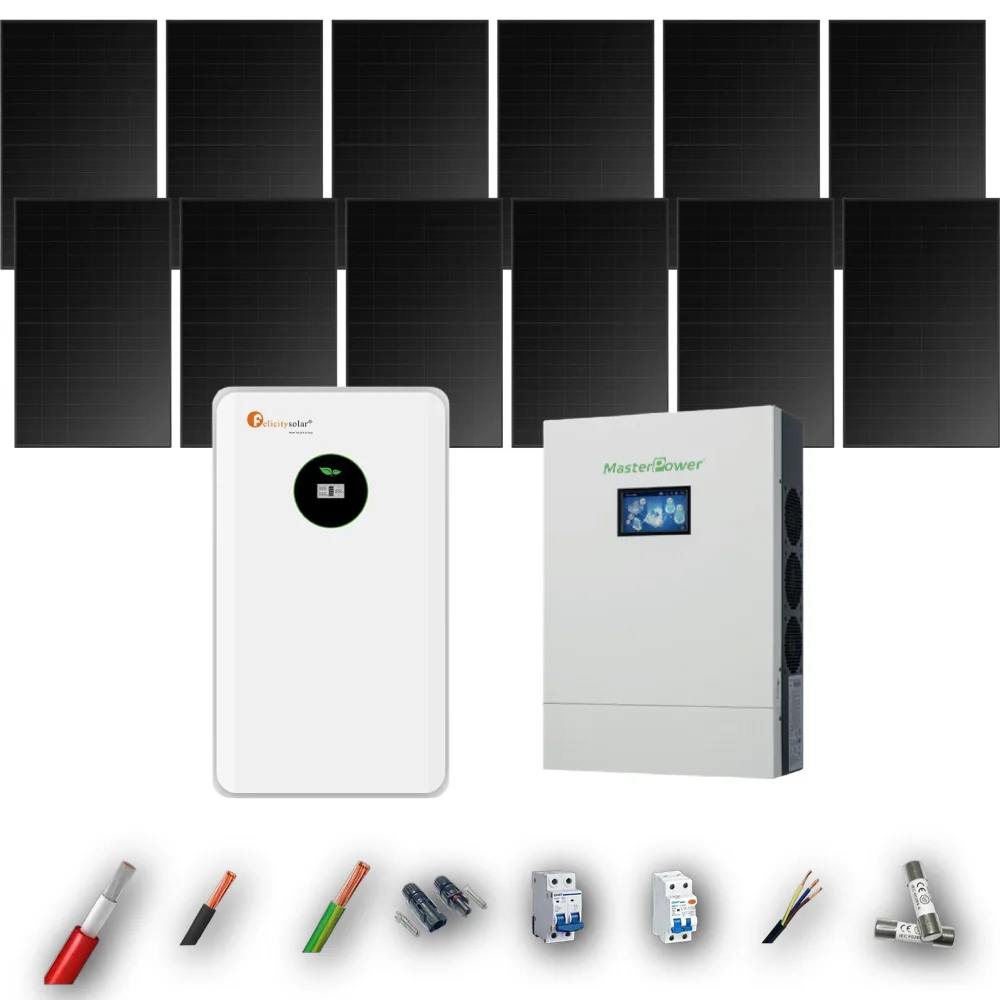 Kit Solar Full Black MasterPower 6kW 4xPanel Solar Hyundai 475Wp Batería Felicity 8,75kWh 12 Paneles - CuencaSolar