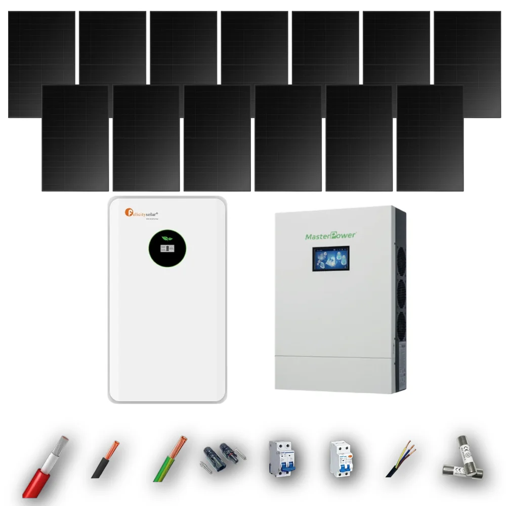 Kit Solar Full Black MasterPower 6kW 4xPanel Solar Hyundai 475Wp Batería Felicity 8,75kWh 13 Paneles - CuencaSolar