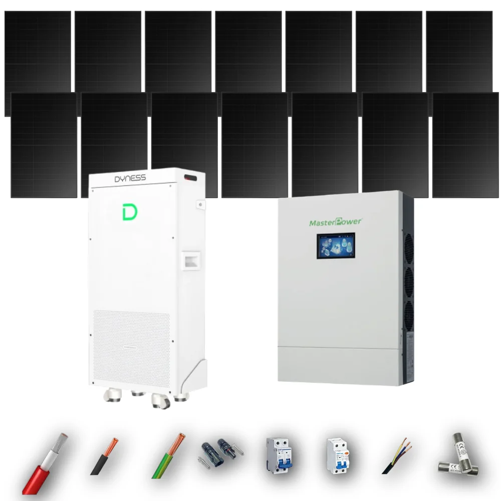 Kit Solar Full Black MasterPower 6kW 4xPanel Solar Longi 475Wp Batería Dyness 16kWh 14 Paneles - CuencaSolar