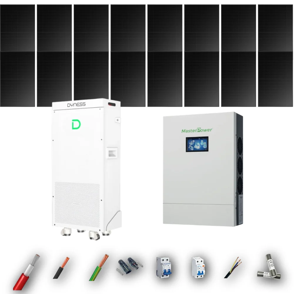 Kit Solar Full Black MasterPower 6kW 4xPanel Solar Longi 475Wp Batería Dyness 16kWh 16 Paneles - CuencaSolar