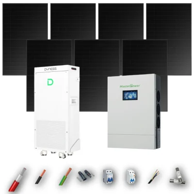 Kit Solar Full Black MasterPower 6kW 4xPanel Solar Longi 475Wp Batería Dyness 16kWh 7 Paneles - CuencaSolar