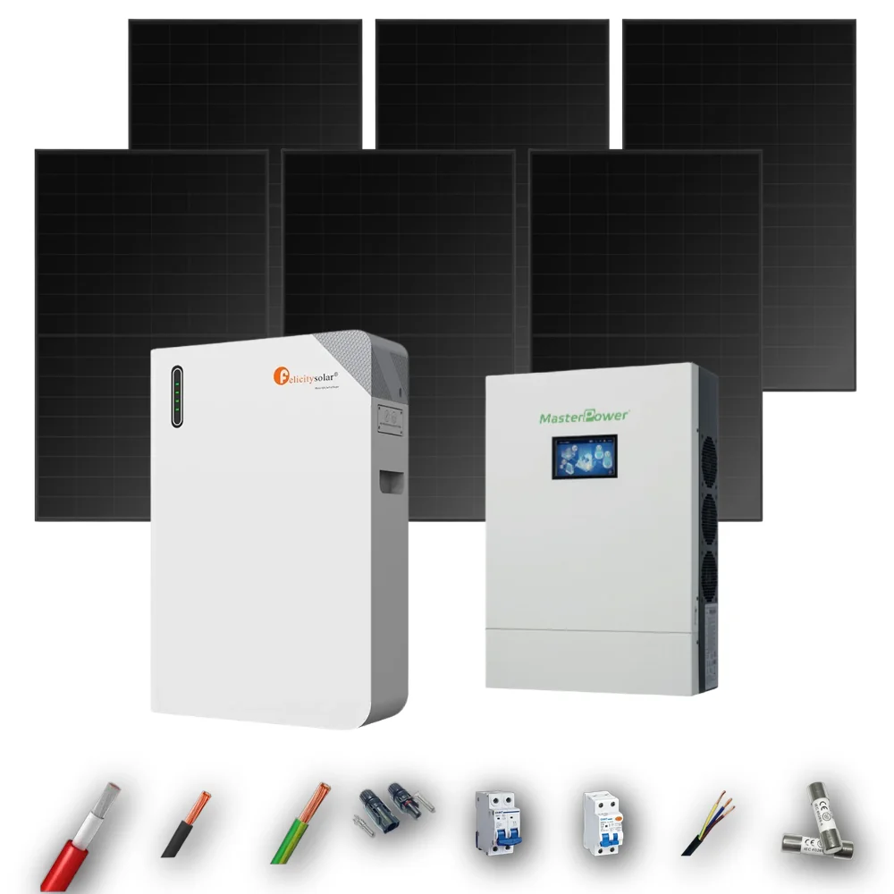 Kit Solar Full Black MasterPower 6kW 4xPanel Solar Longi 475Wp Batería Felicity 11,8kWh 6 Paneles - CuencaSolar